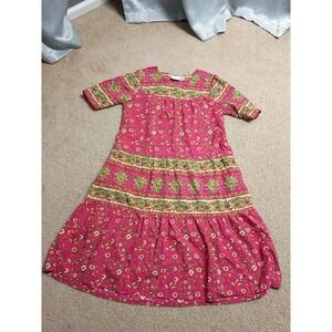 Vermont Country Store Ankle-Length Cotton Muumuu Women's Medium Pink Boho Cotton